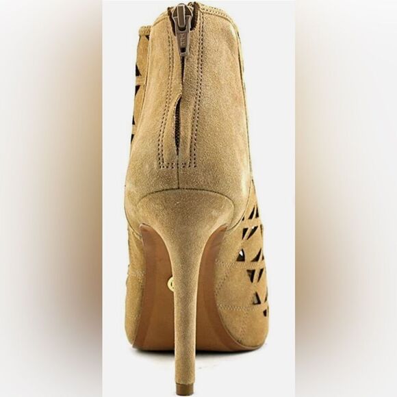 Michael Kors Tan Open Toe Suede Heeled Booties 7M - Picture 2 of 15